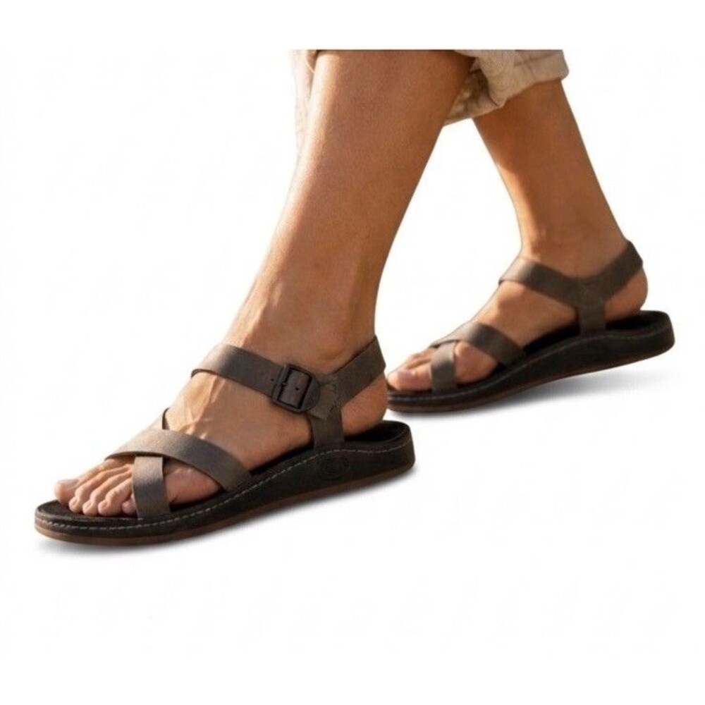 Chaco Wayfarer Sandals Tornado Brown Leather Strappy Women's 9 Casual Vacation